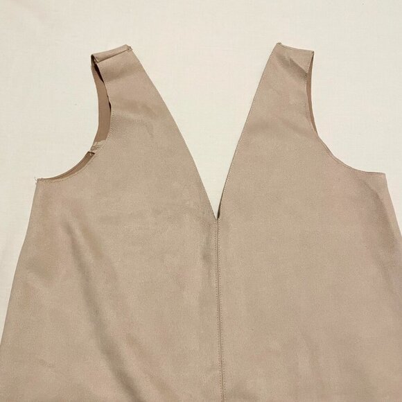 Zara Womens VNeck Stretchy Faux Suede Sleeveless Mini Dress Sz Large - Picture 2 of 16